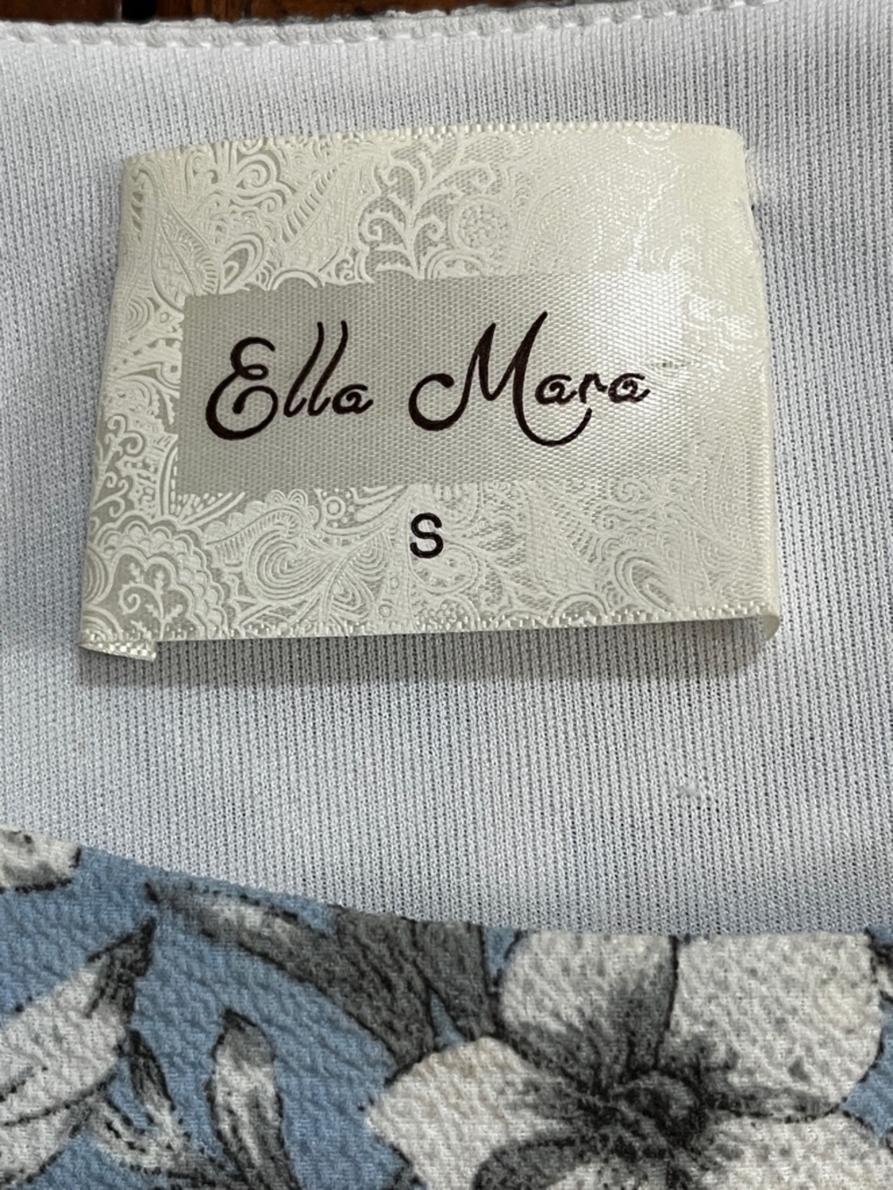 Ella Mara Light Blue Floral Short-Sleeve Midi Dress size small - Picture 3 of 6